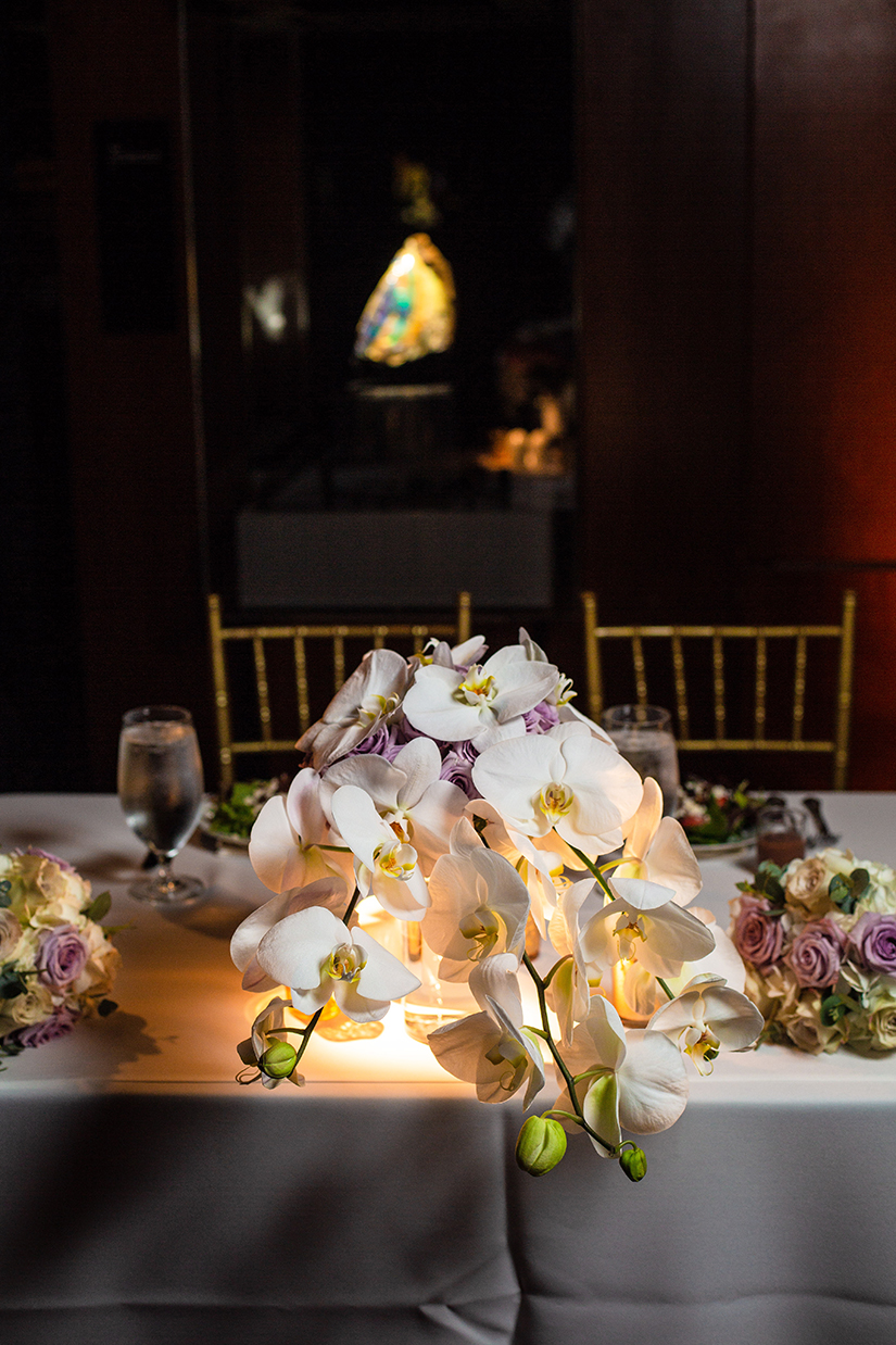 wedding reception decor - floral centerpieces - orchids 