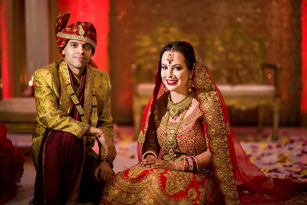 hotel wedding in houston westin memorial city south asian red gold white