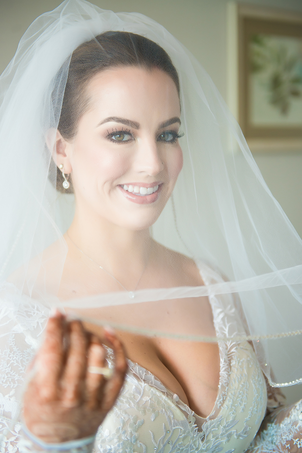 bridal portrait, bridal hair and makeup, wedding gown, veil