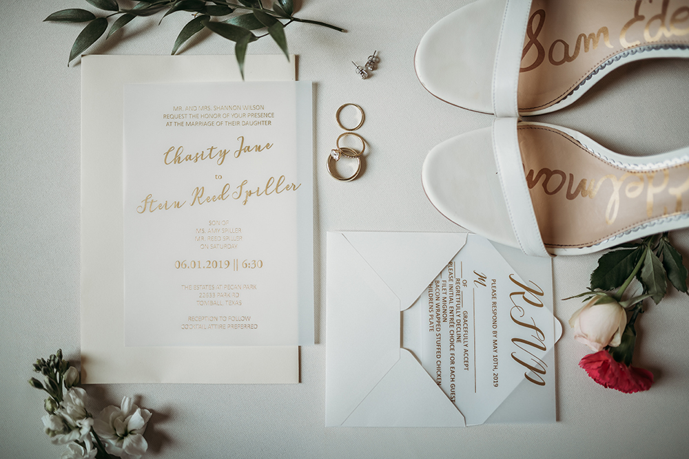 wedding - stationary - invitations - flatlay- bridal shoes
