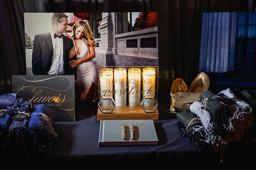 houston wedding, candles, guestbook, favors