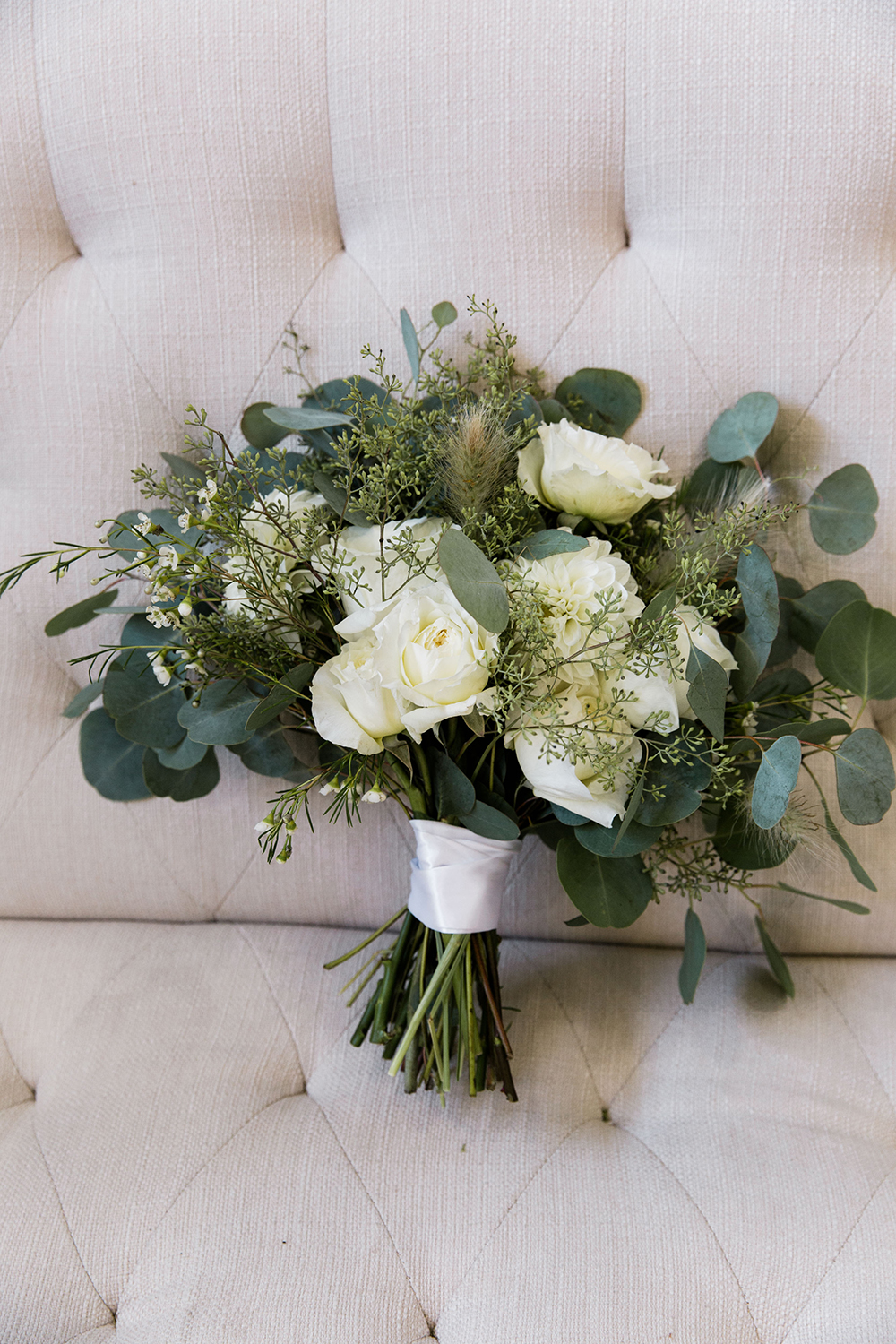 wedding bouquet - roses - white