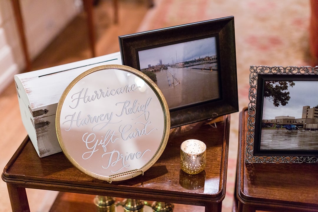 houston wedding, welcome, guest cards, Hurricane Harvey