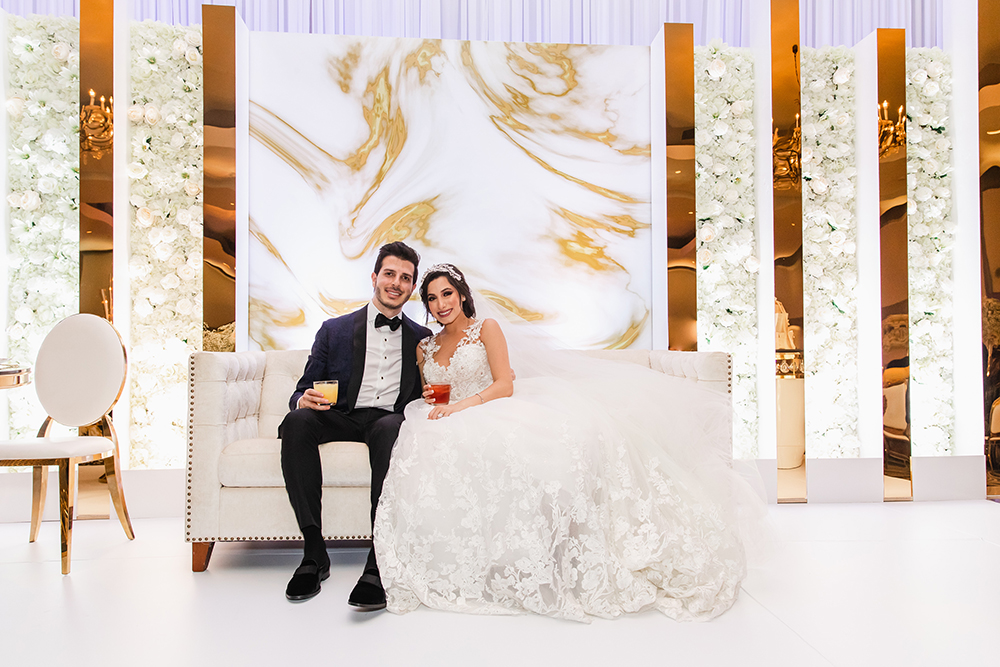wedding reception decor - gold - marble