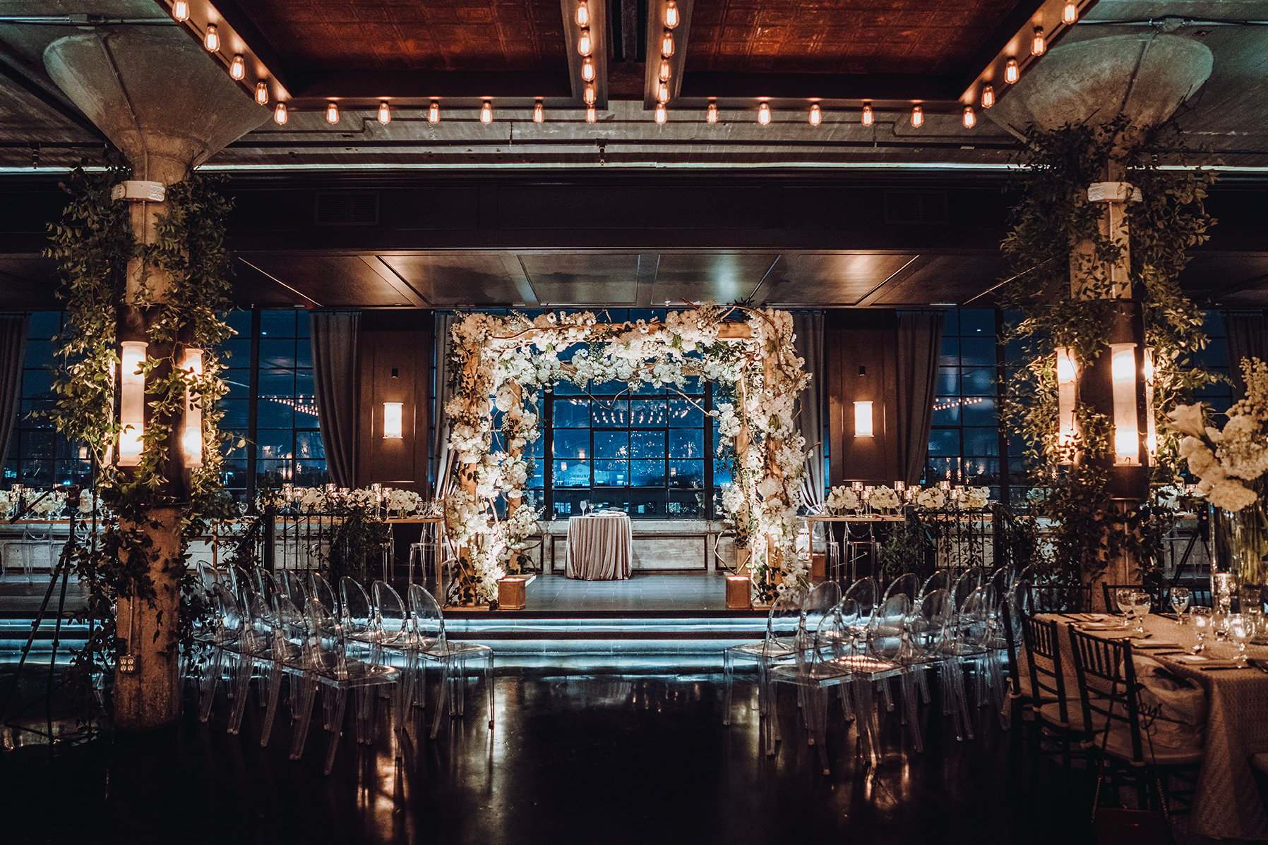 Houston Wedding, Ceremony Decor, Floral Canopy, The Astorian, Night Wedding