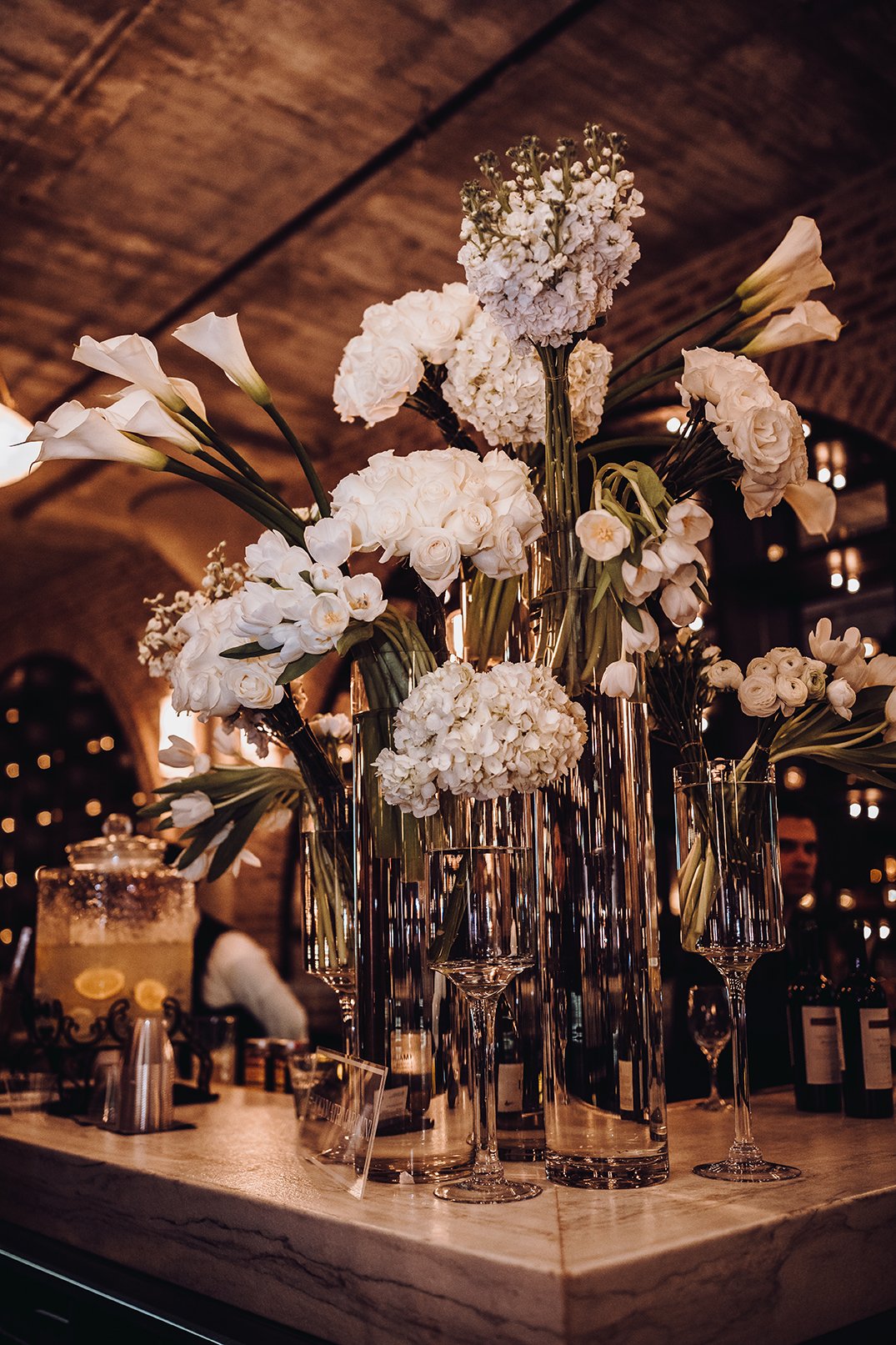 Houston Wedding, Bar Decor, White Flowers, Wedding Decor