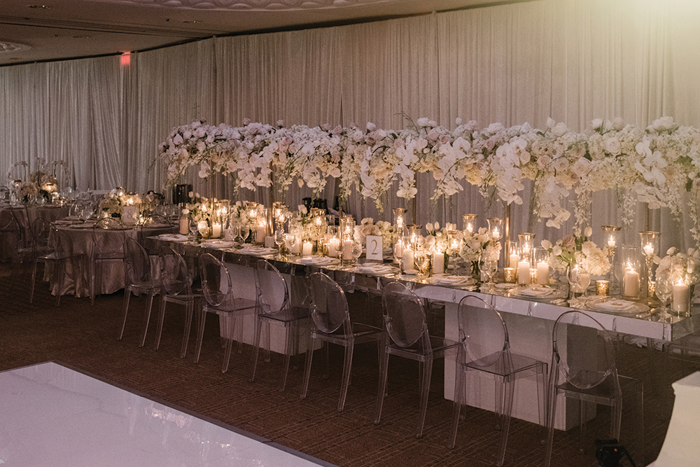 wedding reception - ballroom - floral centerpieces