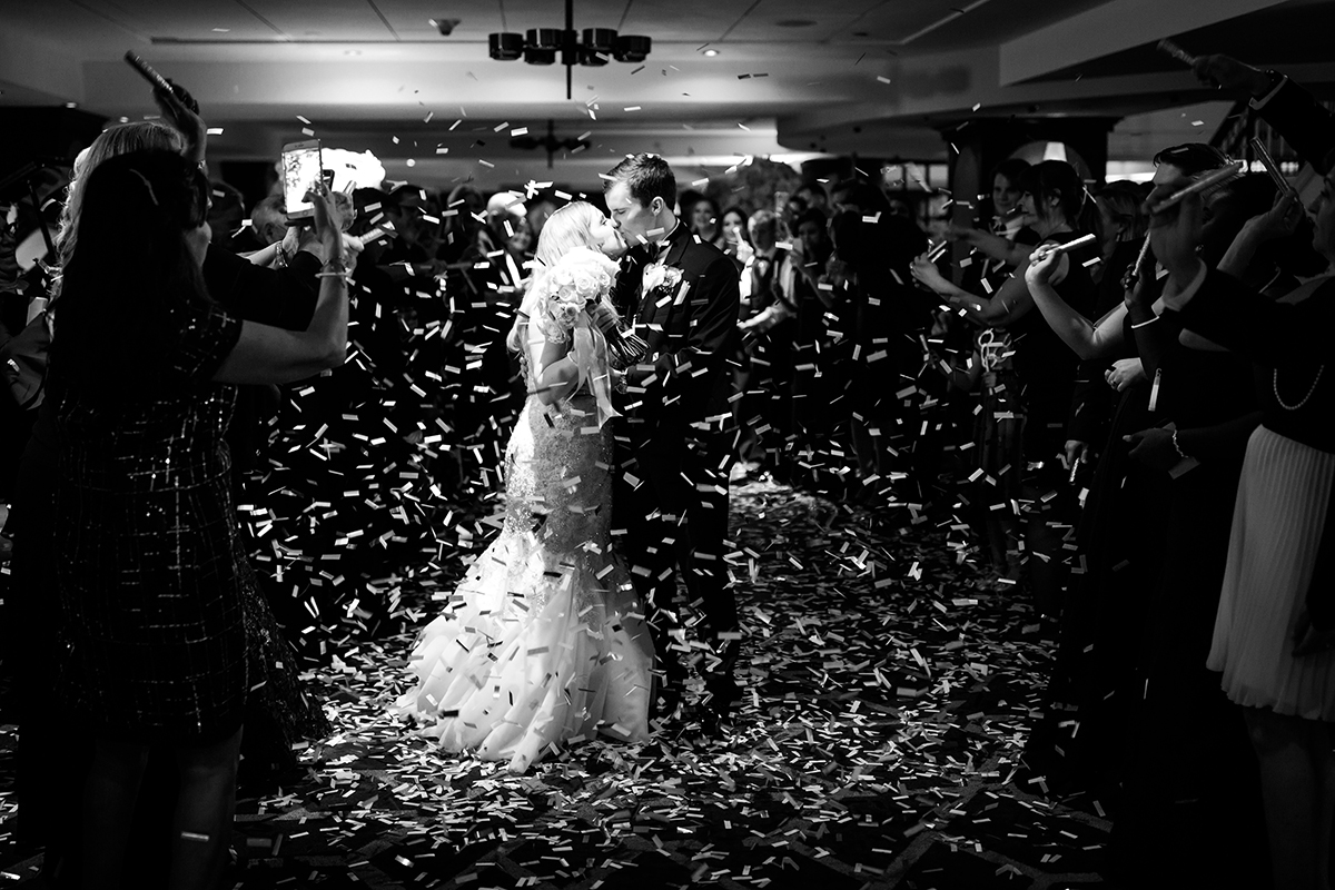 the exit - confetti - leaving the wedding - grand exit from wedding reception - celebration