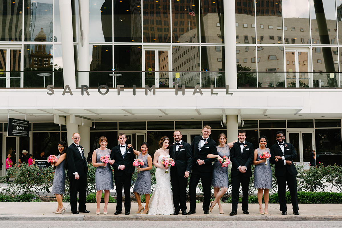 houston wedding, downtown, bridal party, groomsmen, bridesmaids