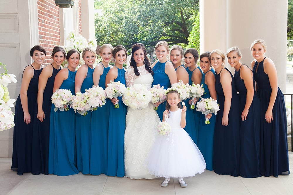 blue and navy bridesmaids dresses 
