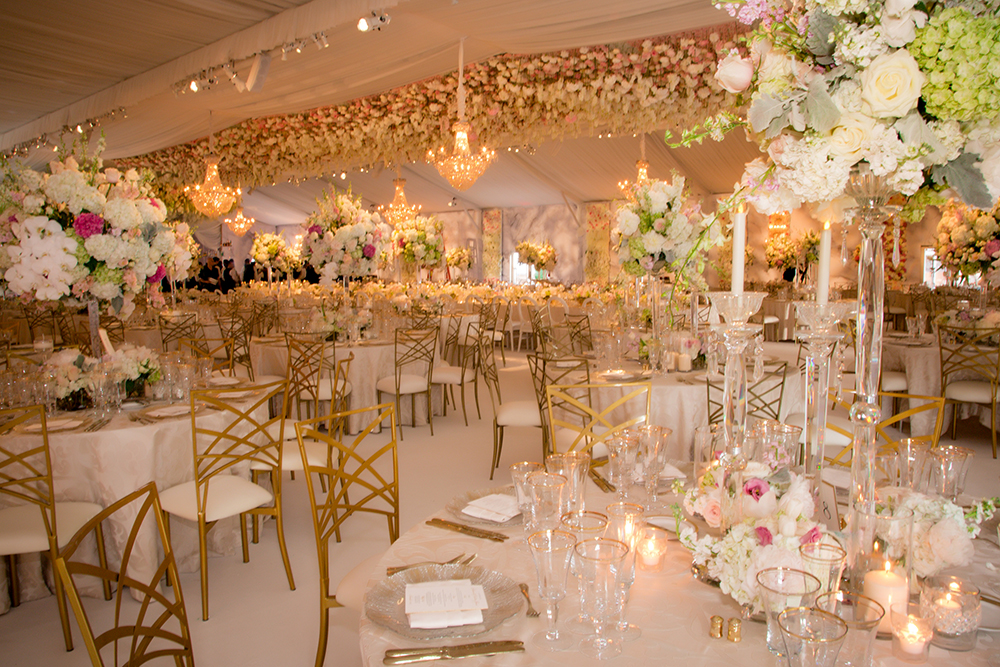 gorgeous gold and blush wedding reception decor