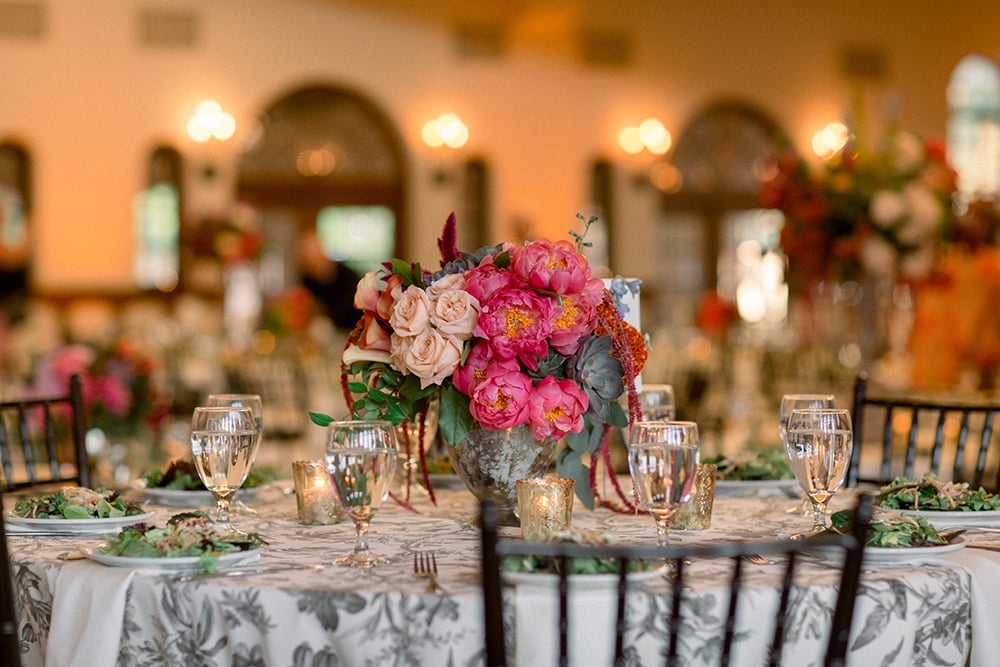 pink and coral centerpieces