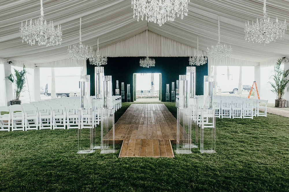 ceremony, decor, green, ivory, tent, wedding