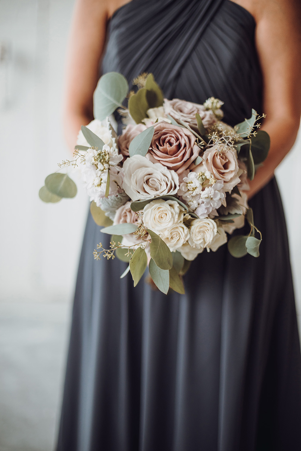 bridesmaid bouquet - blush and ivory