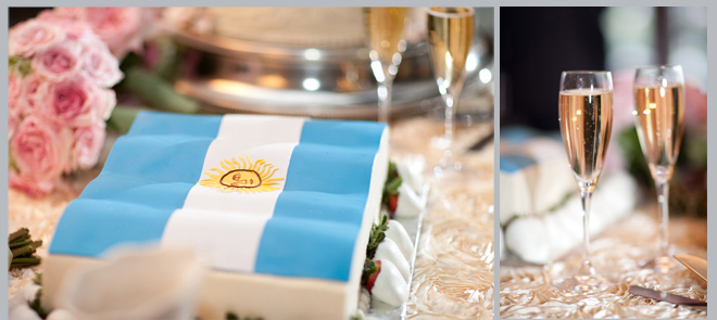 creative grooms cake, flag, champagne flutes