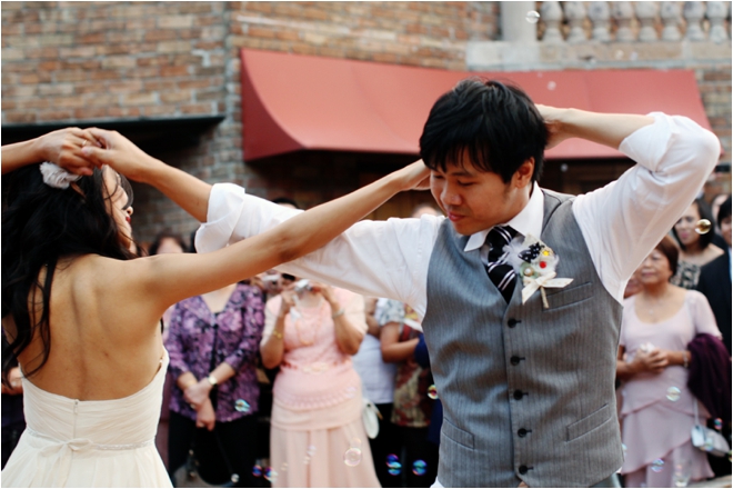 bride and groom dancing