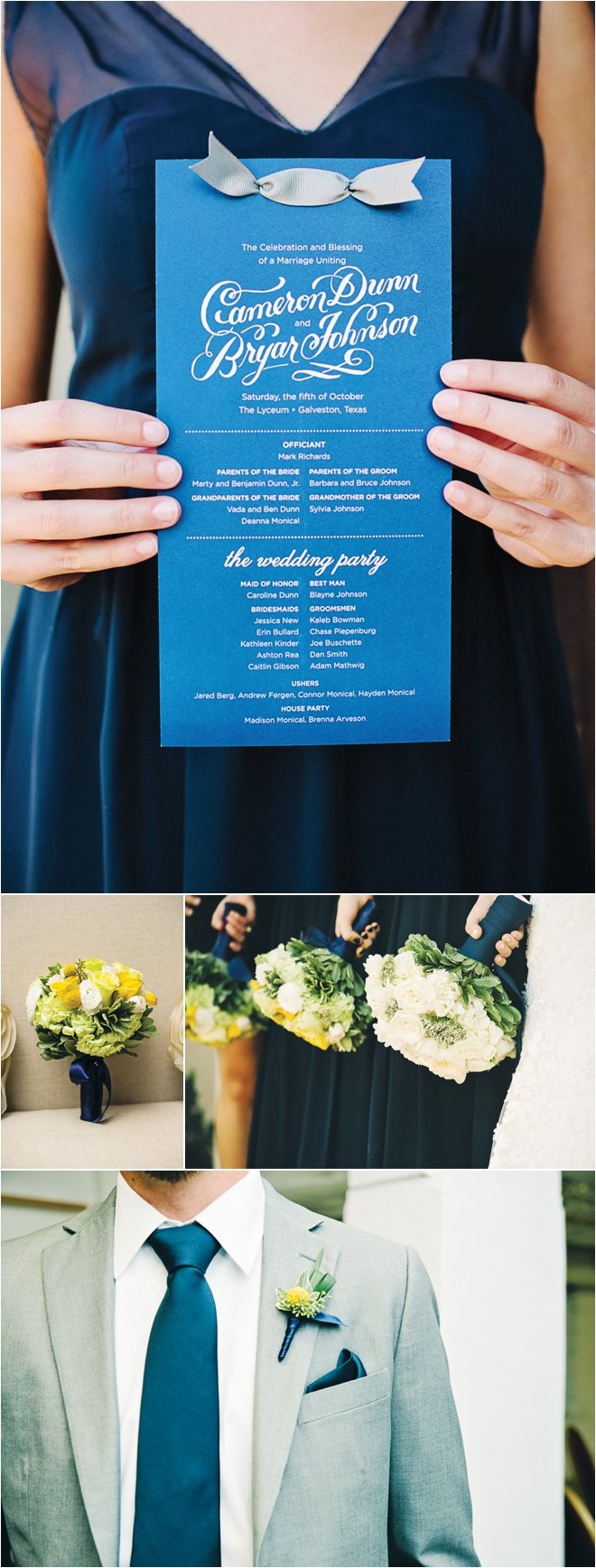 Blue, Yellow and Gray Wedding at the Tremont House by Adam Nyholt Photographer