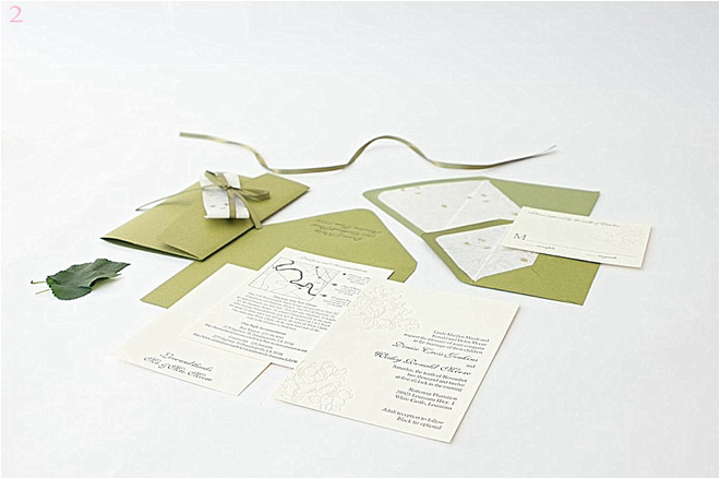 Cream and Green Wedding Invitations