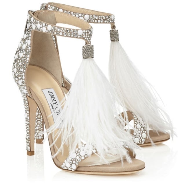 Gold peep toe wedding shoes by Christian Louboutin