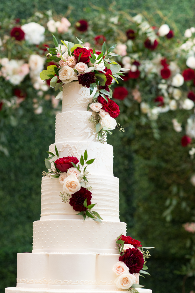 Six-Tier White Cake with Roses from Cakes By Gina