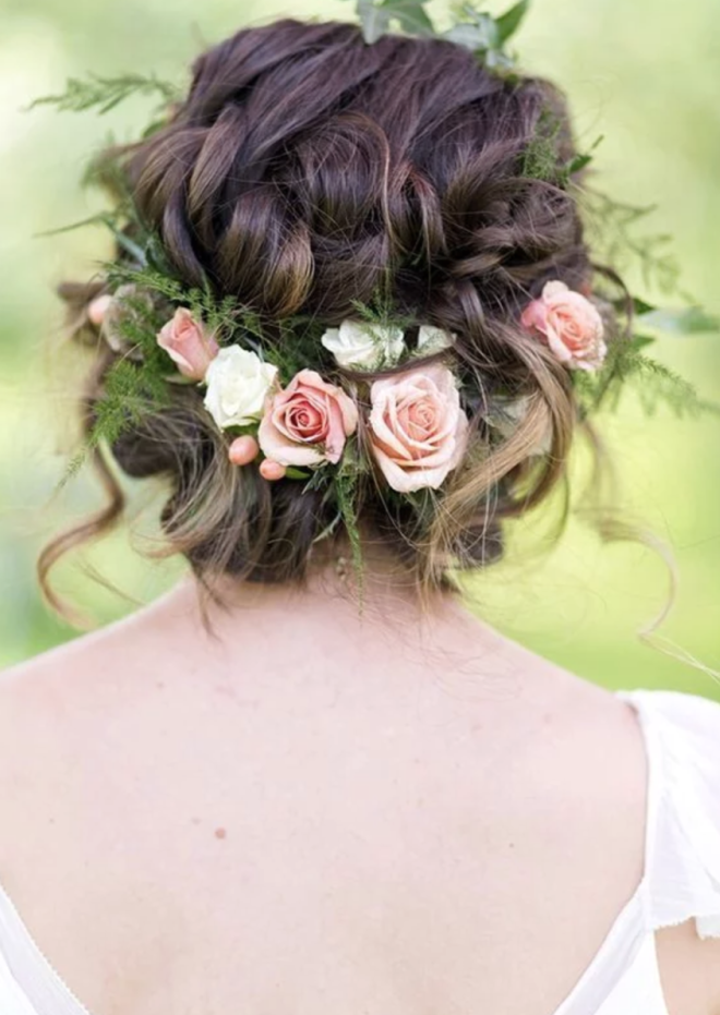 Flower Girl Half Up Wavy Braid in Pink