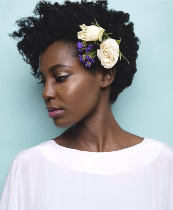 Short Flower Kinky Curly Hair Style