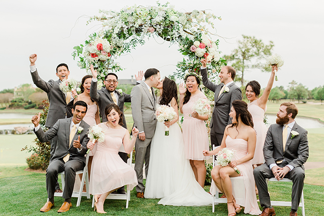 Real Wedding, Sharon Nicole Photography, Blush, Gold, Green, Haute Flowers, Royal Oaks Country Club