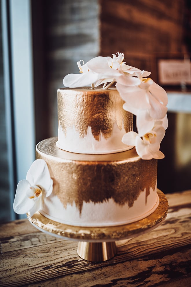Gold Wedding Cake With Orchids Susie's Cakes Houston