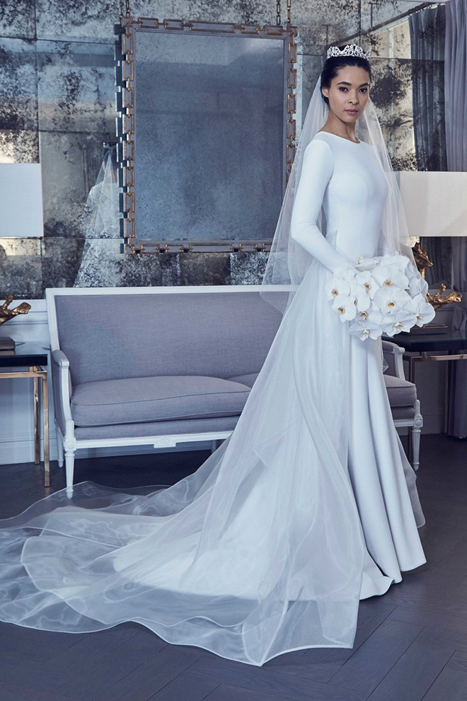 Royal Wedding, Meghan Markle, Prince Harry, Givenchy, Long Sleeve Gown, White Wedding Dress, Romona Keveza