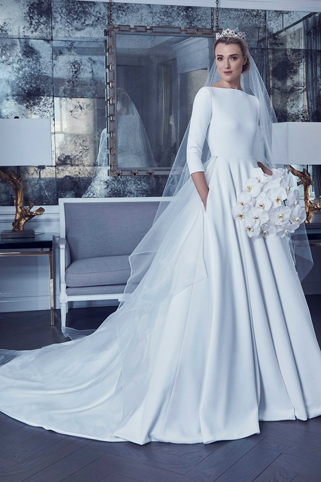 Royal Wedding, Meghan Markle, Prince Harry, Givenchy, Long Sleeve Gown, White Wedding Dress, Romona Keveza
