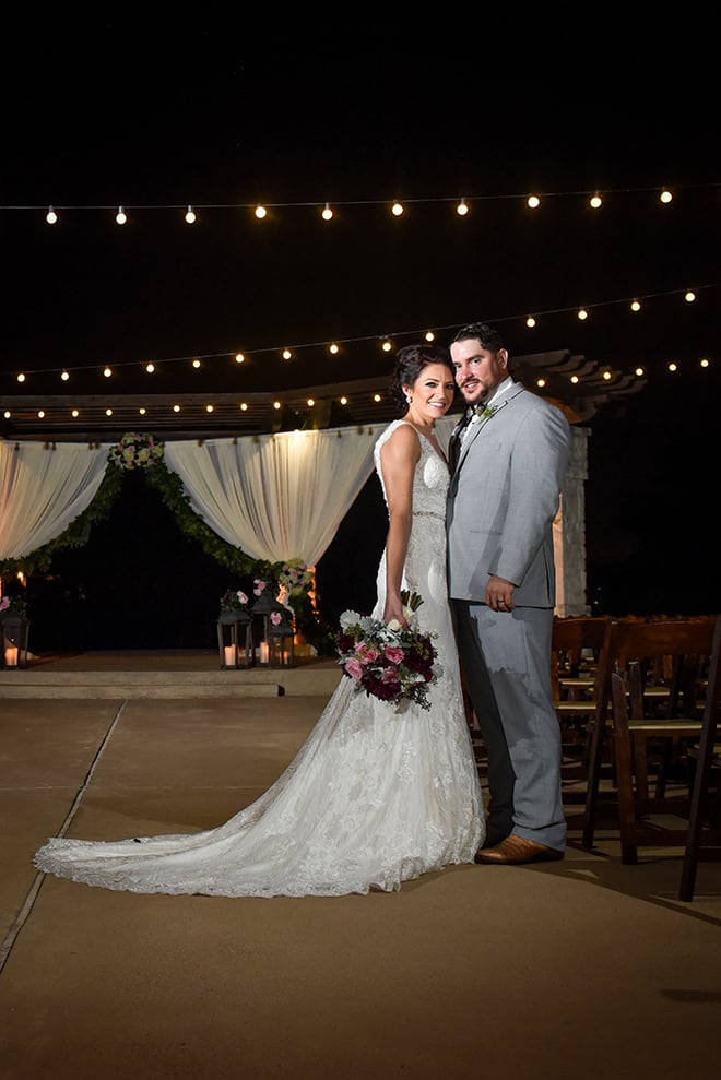 rustic autumn wedding, briscoe manor, kiss and makeup houston, outdoor wedding ceremony, string lights