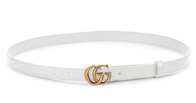 wite skinny gucci logo belt houston high fashion bridal shower looks