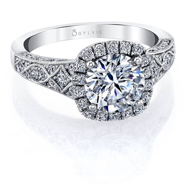 Cushion Halo Engagement Ring Houston Sylvie Zadok