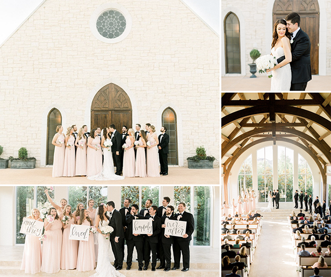blush wedding, sarah, ryan, pink, chapel, houston