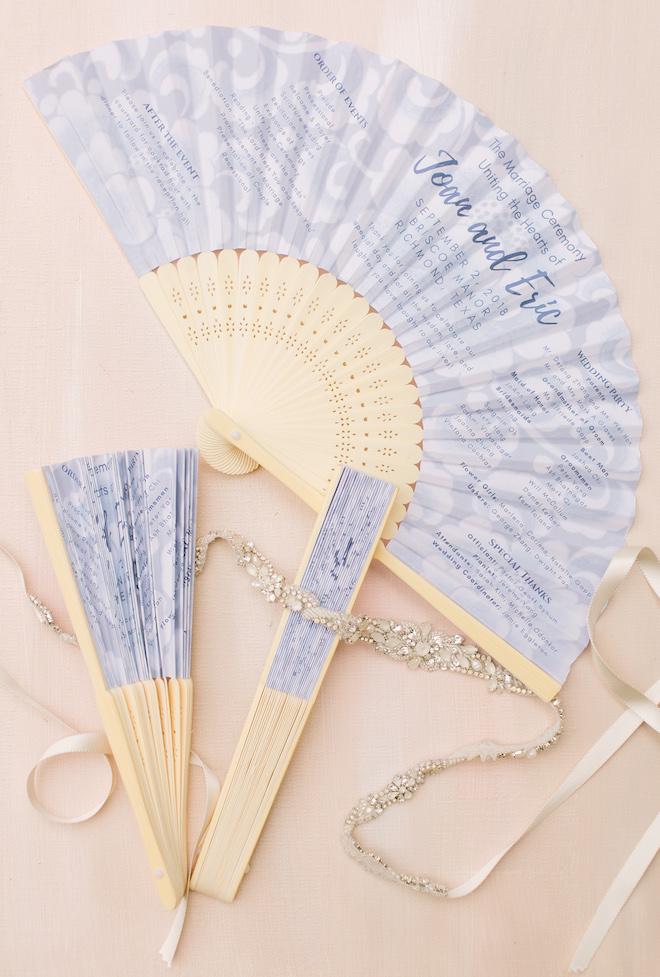 wedding stationery, ceremony program, fan