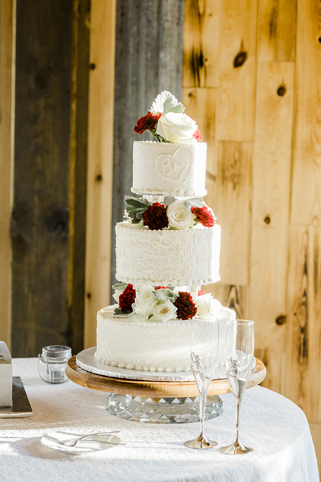 wedding cake, floral, classic, white, burgundy 