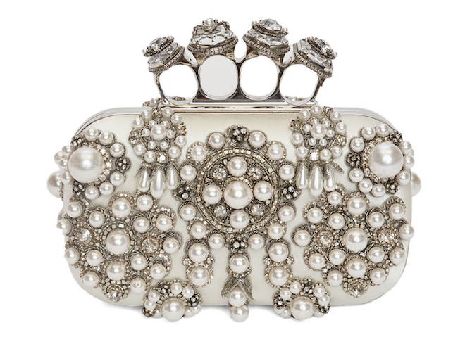 pearl bridal handbag, clutch, luxury, alexander mcqueen, unique, elegant, edgy, modern,