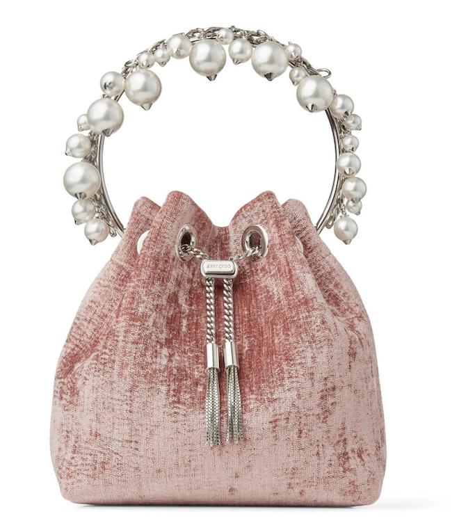 pearl bridal handbag, jimmy joo, bon bon, blush, elegant, wedding, luxury