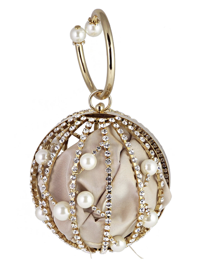 pearl bridal handbags, rosantica, pearly, crystal ball, luxury, elegant, neiman marcus, gold, crystals