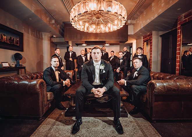 groom's lounge, groom, groomsmen, groom suite, black, white, bowtie, lexington lounge, the astorian