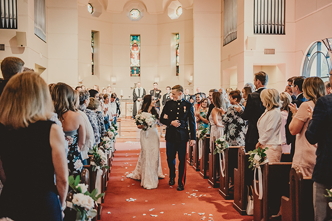church ceremony, bride, groom, flowers, blush, ivory, traditional