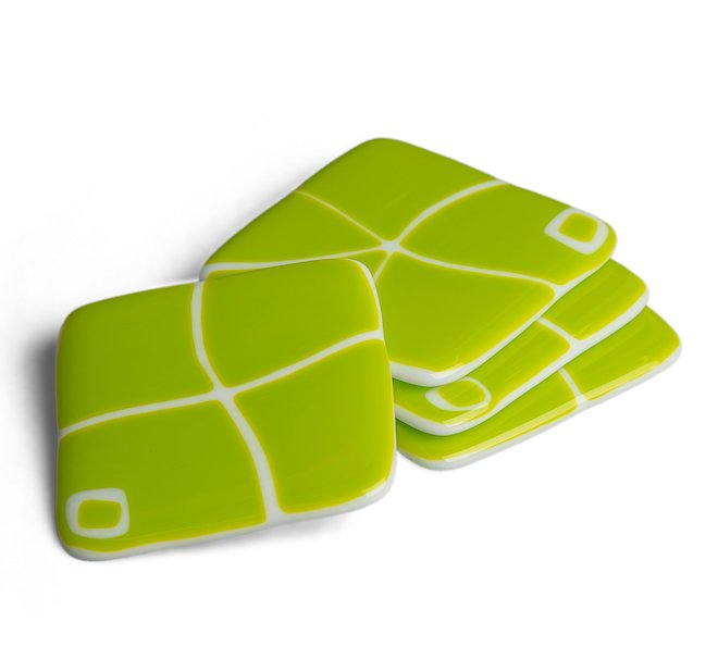Lime green coasters from The Dowry.