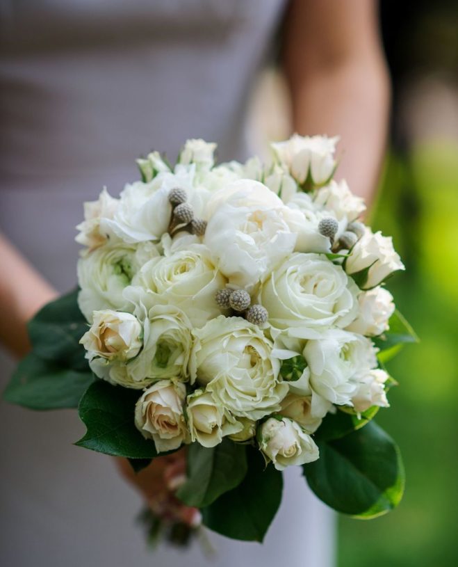 White rose floral bouquet.