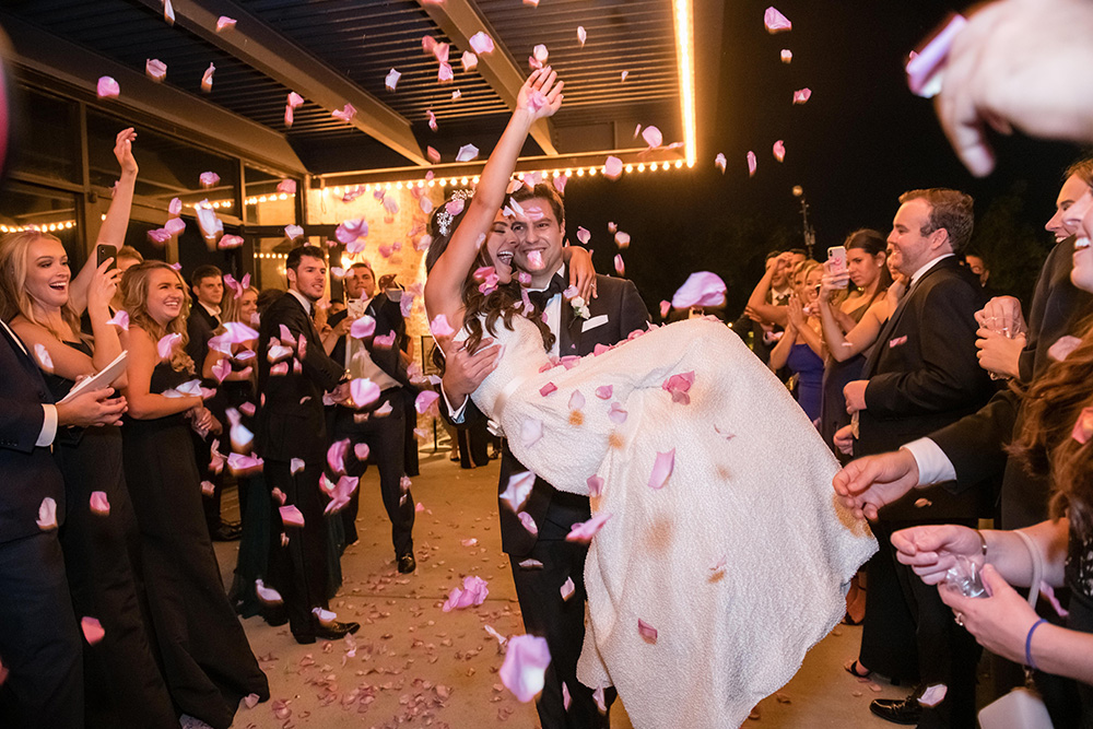 Lavender rose petal sendoff at the Astorian.