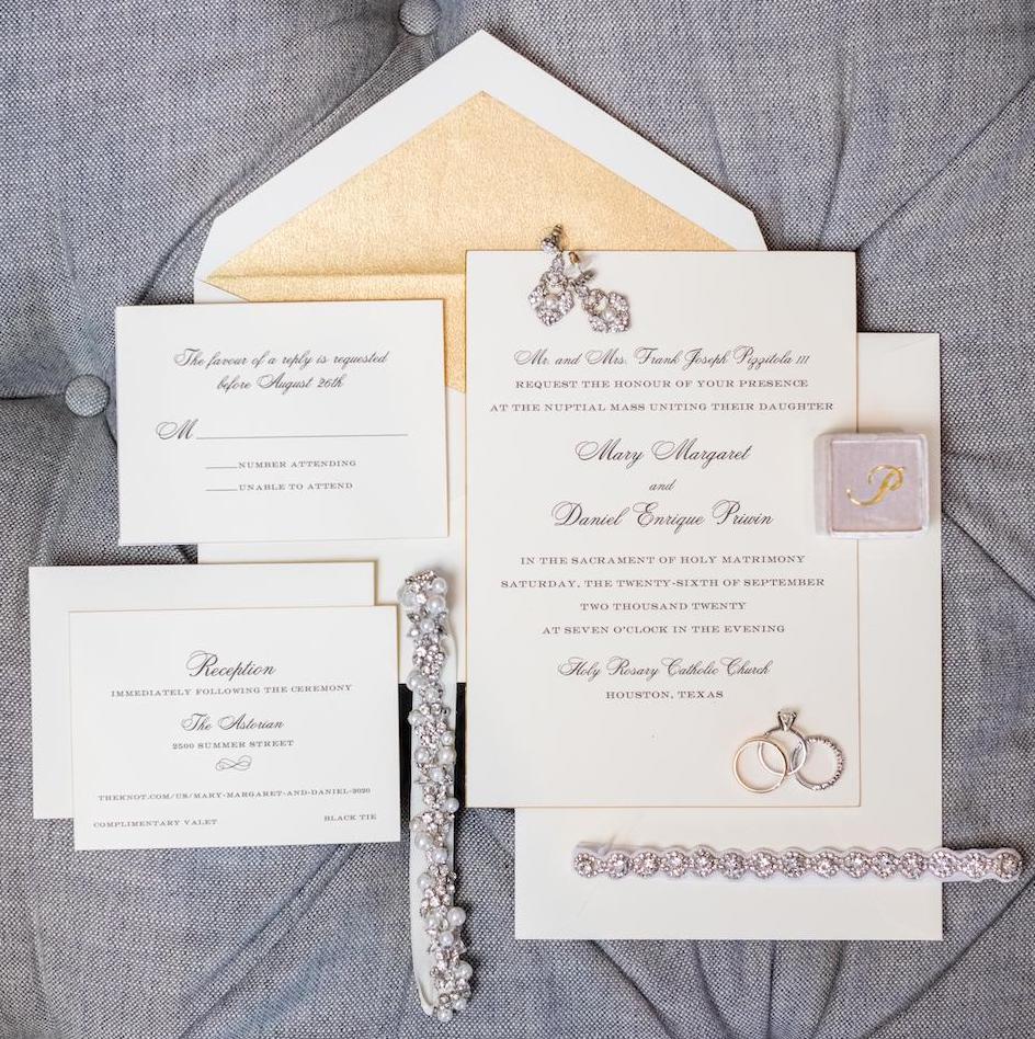 Diamond and lavender invitations from Berings Hardware. 