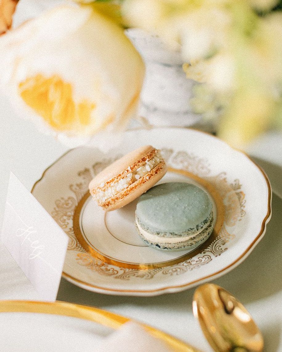 Peach and sage green macaroons made for the artfully curated southern styled shoot.