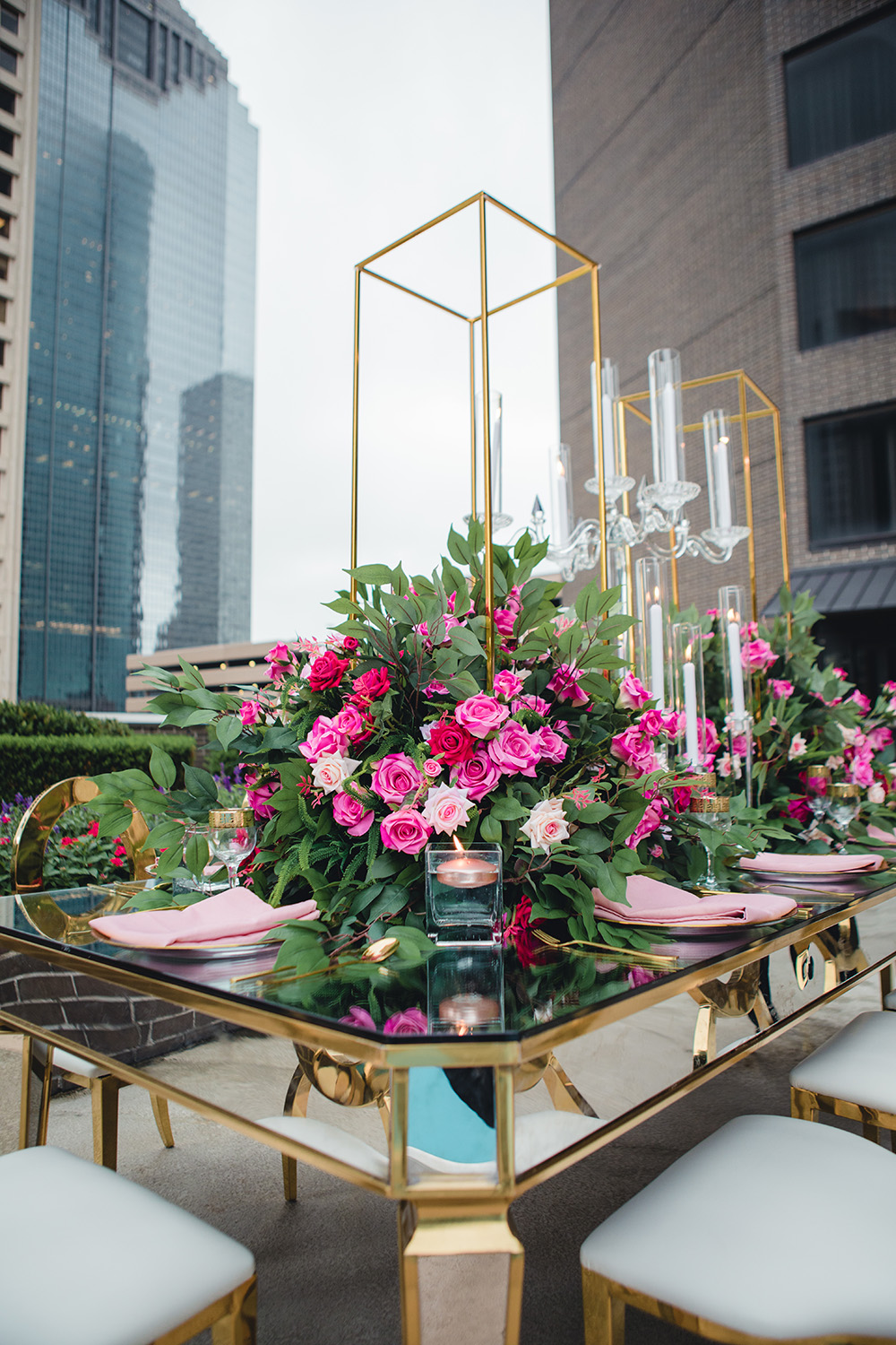 The rooftop of a downtown houston venue, Hyatt Hotel Regency Downtown. 