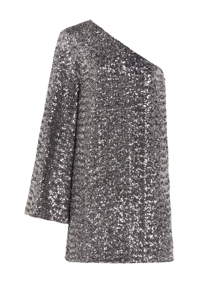 VIDA SEQUIN ONE SHOULDER MINI DRESS - PEWTER by Borgo de Nor