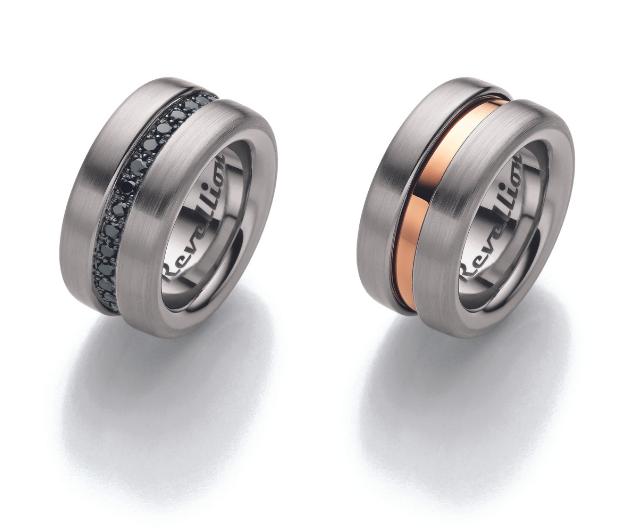 Interchangeable wedding bands for the groom available at Tenenbaum Jewelers.