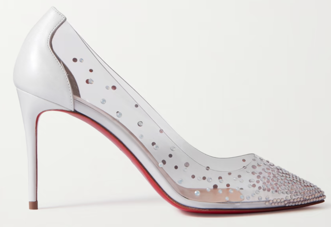 Degrastrass 85 Swarovski crystal-embellished PVC and leather pumps by CHRISTIAN LOUBOUTIN.